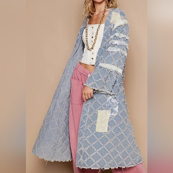 POL Denim Flared Sleeve Open Cardigan. SZ S. NWOT - Picture 2 of 12